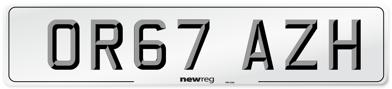 OR67 AZH Number Plate from New Reg